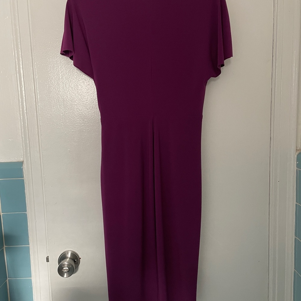 Evan Picone Raspberry Flutter Sleeve Midi Dress - image 2